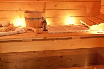 sauna interior and sauna accessories