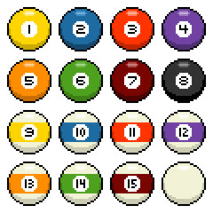 8-bit pixel pool balls