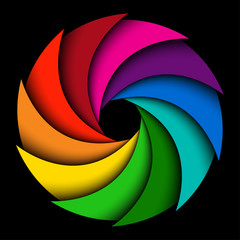 Colorful rainbow swirl on black background