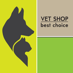 Dog's and Cat's Silhouettes. Veterinary shop poster