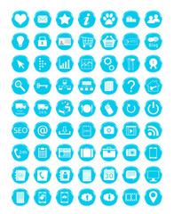 Set de iconos para web en color azul