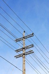 Wooden electrical pole