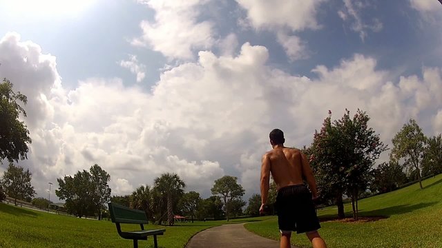 HD: man stretching outdoors - lunge