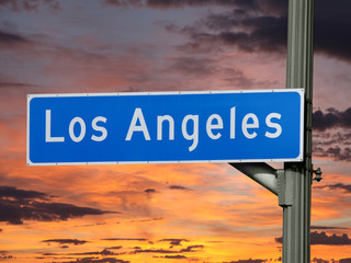 Obraz premium LA Street Sign Sunset