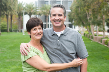 Fototapeta premium Happy elderly seniors couple in park