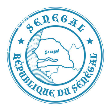 Grunge rubber stamp with the name and map of Senegal, vector