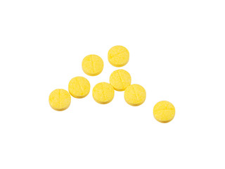 Yellow pills isolated