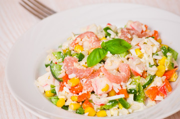 Fresh salad with shrimps and vegetables