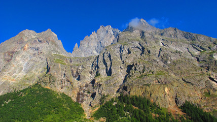 Fototapeta na wymiar Alps view from Veny valley in Courmayeur, Aosta