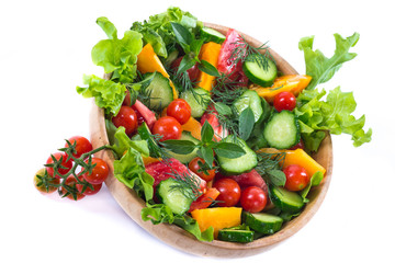 salad with fresh cucumbers and tomatoes