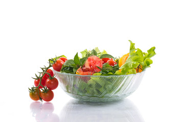 salad with fresh cucumbers and tomatoes