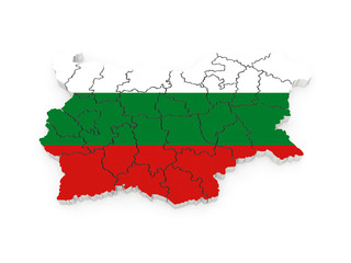 Three-dimensional map of Bulgaria.