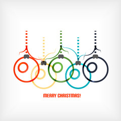 Christmas balls vector line art background