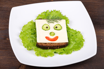 Fun food for kids - face on bread