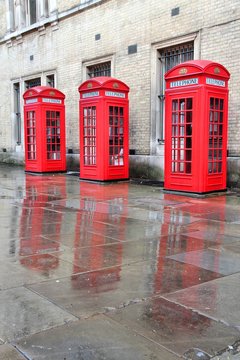 London, UK - Broad Court telephone booths