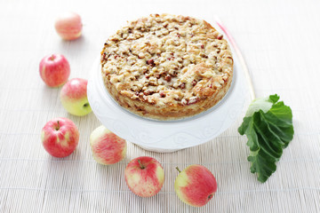 apple cake with rhubarb