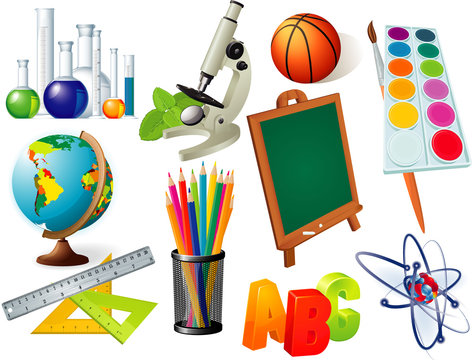 Set school and university tools and design elements.