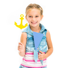 girl with anchor and flag