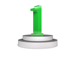 Shiny 3D first place on podium. Concept illustration.