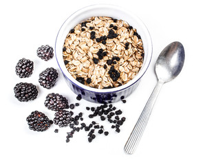 Muesli with blackberries