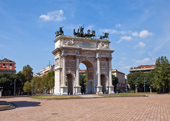 Arc of Peace ( XIX c.)  in Sempione Park. Milan, Italy