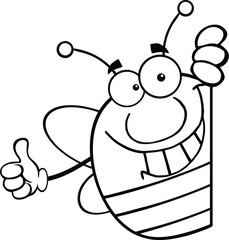 Black And White Pudgy Bee Giving A Thumb Up Behind A Sign