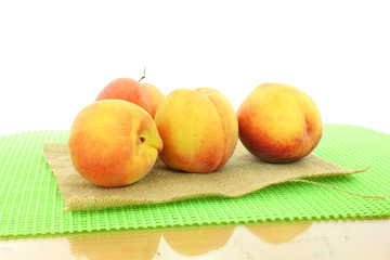peach fruits in white background
