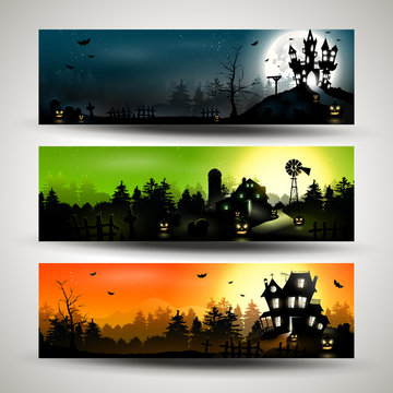 Set of three Halloween banners