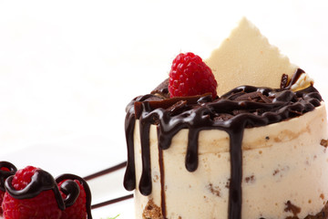 cake with chocolate and raspberry