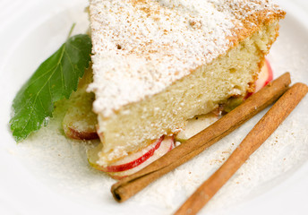 piece of apple pie with cinnamon