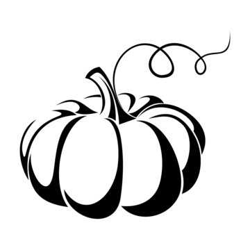 Pumpkin. Vector black silhouette.