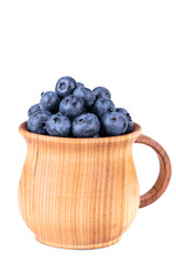 blueberries in wooden bowl