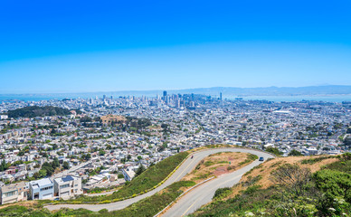 San Francisco downtown view from Twin Peaks, California, USA
