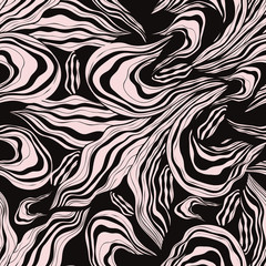 Black and white abstract seamless pattern with floral designs