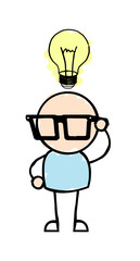 Man with Glasses Having an Idea