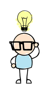 Man with Glasses Having an Idea