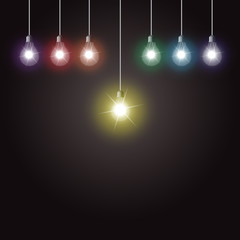 glowing light bulbs with sparkles
