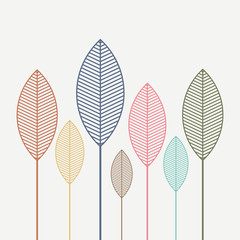 Set of colorful autumn leaves - Vector illustration