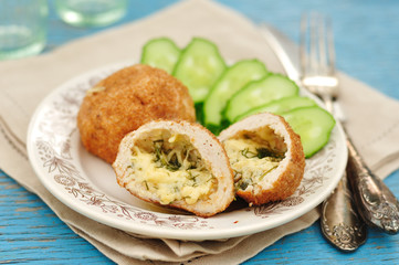 Chicken Meatballs Stuffed with Cheese and Dill