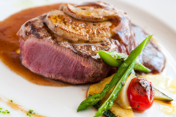 Grilled beef fillet with foie gras.