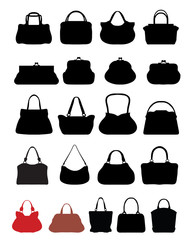 Silhouettes of handbags, vector illustration