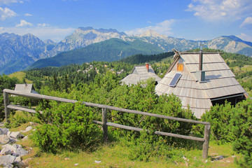 Alpine huts on Velika planina, Kamnik Alps, Slovenia, central Europe