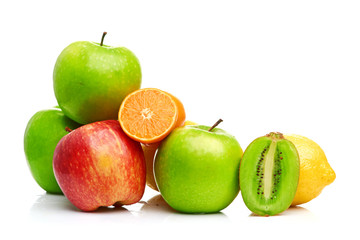 Composition with fruits isolated on a white