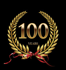 100 years Anniversary golden laurel wreath