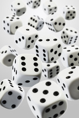 Würfel, fallen, weiß, Schärfentiefe