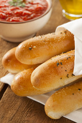 Homemade Bread Sticks with Marinera Sauce