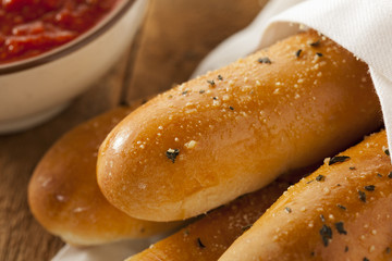 Homemade Bread Sticks with Marinera Sauce
