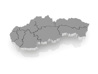 Fototapeta premium Three-dimensional map of Slovakia.