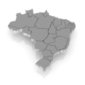 Three-dimensional map of Brazil.
