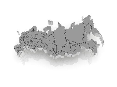Three-dimensional map of Russia.